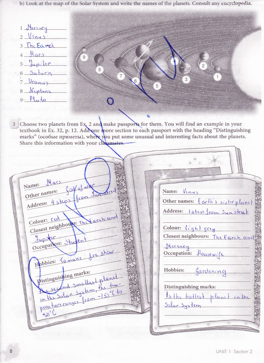 гдз 8 класс рабочая тетрадь страница 8 английский язык Биболетова, Бабушис