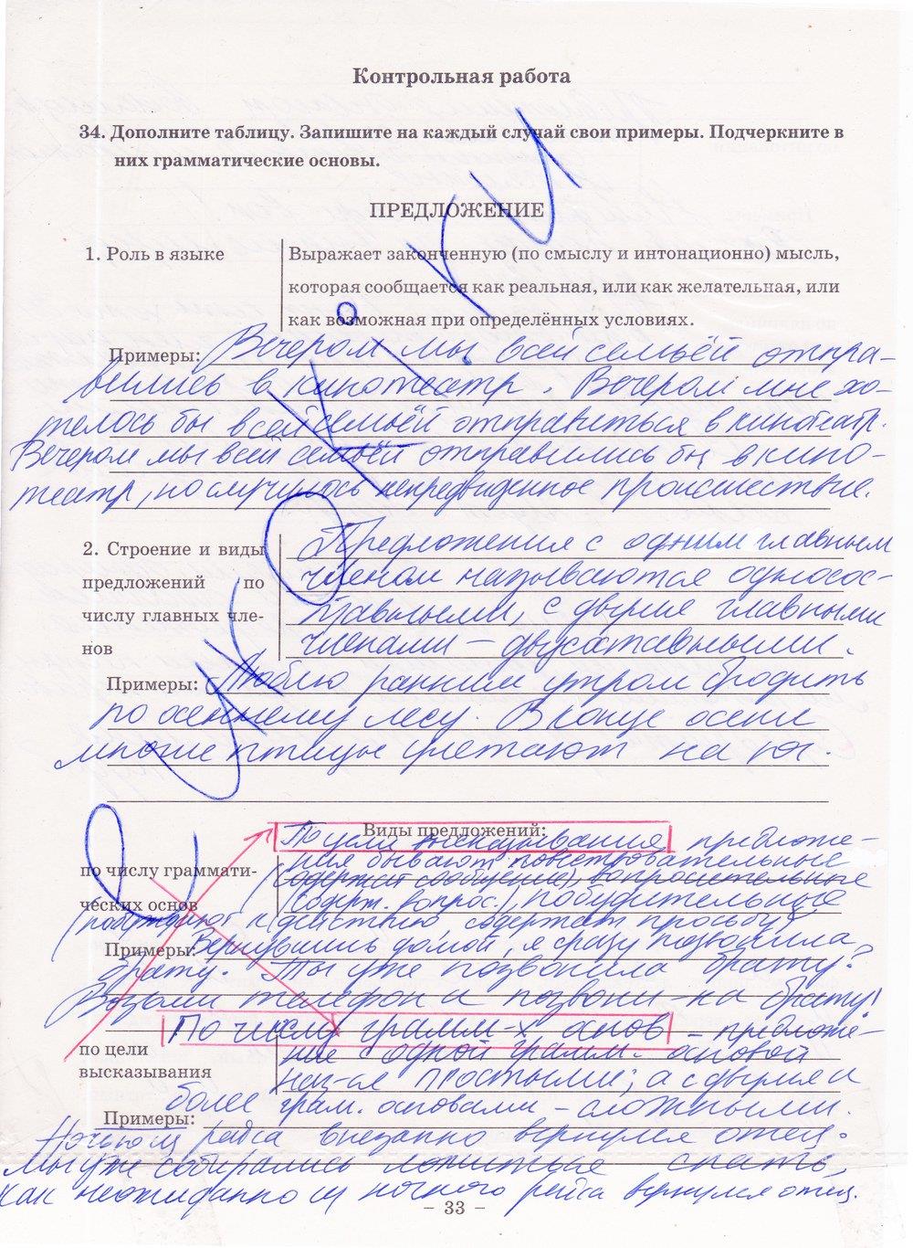 гдз 8 класс рабочая тетрадь часть 1 страница 33 русский язык Богданова