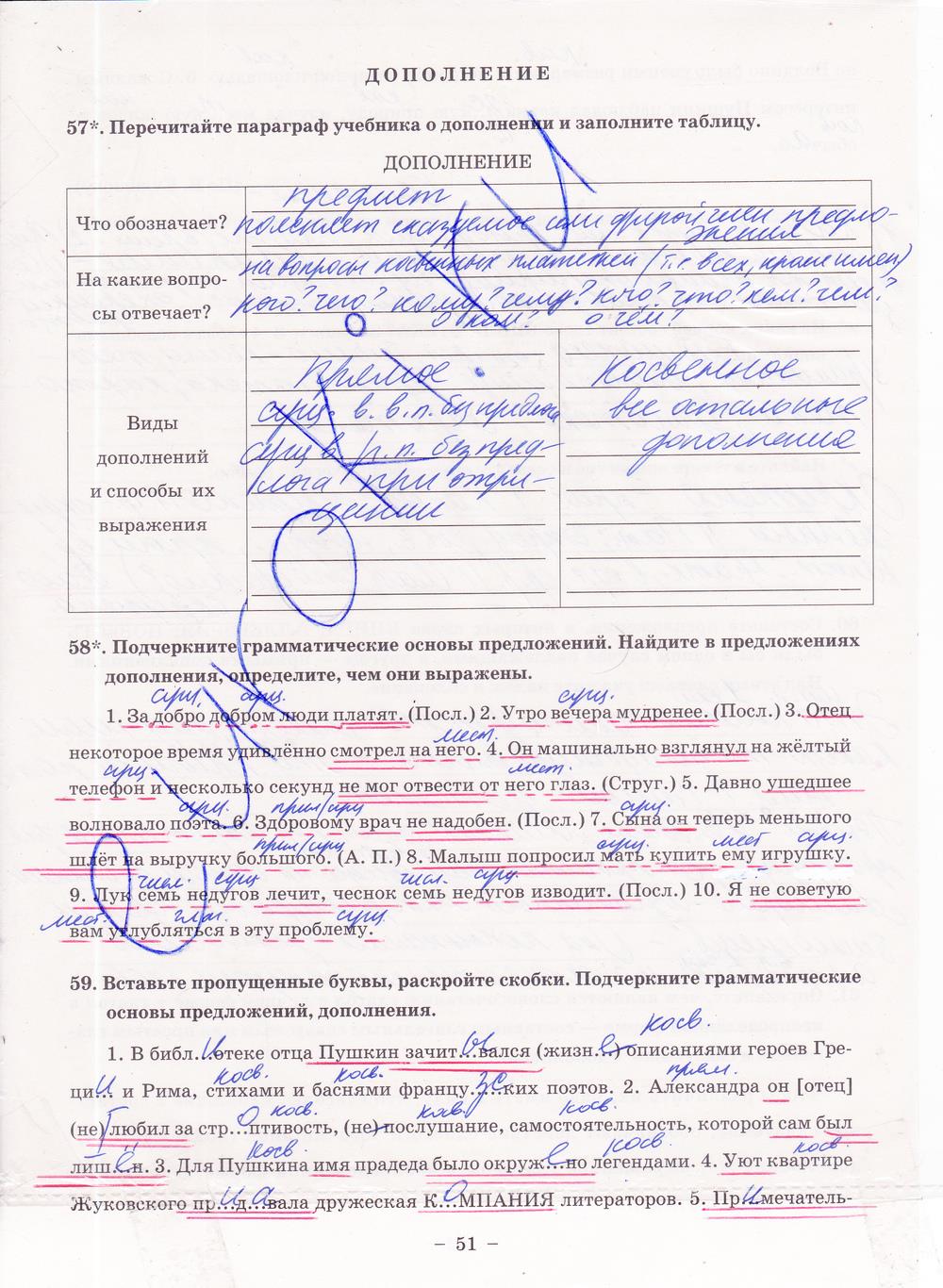 гдз 8 класс рабочая тетрадь часть 1 страница 51 русский язык Богданова