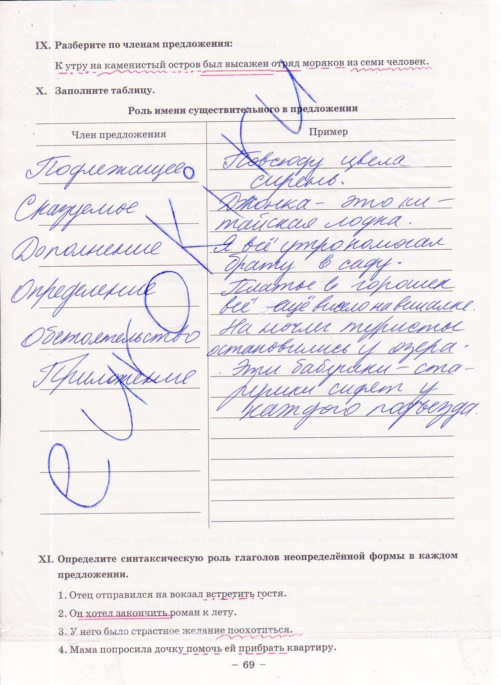 гдз 8 класс рабочая тетрадь часть 1 страница 69 русский язык Богданова