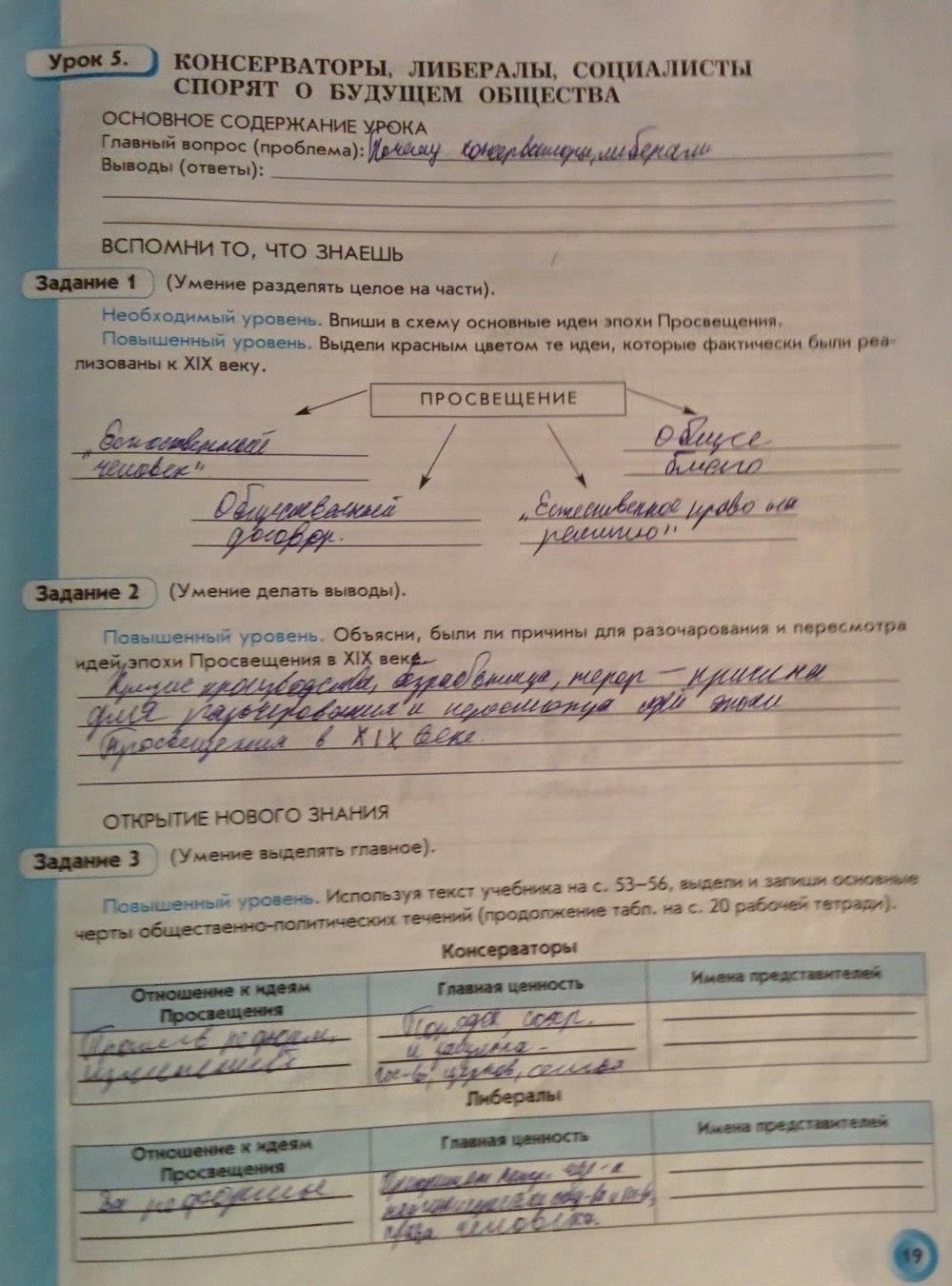 гдз 8 класс рабочая тетрадь страница 19 история нового времени Данилов, Давыдова