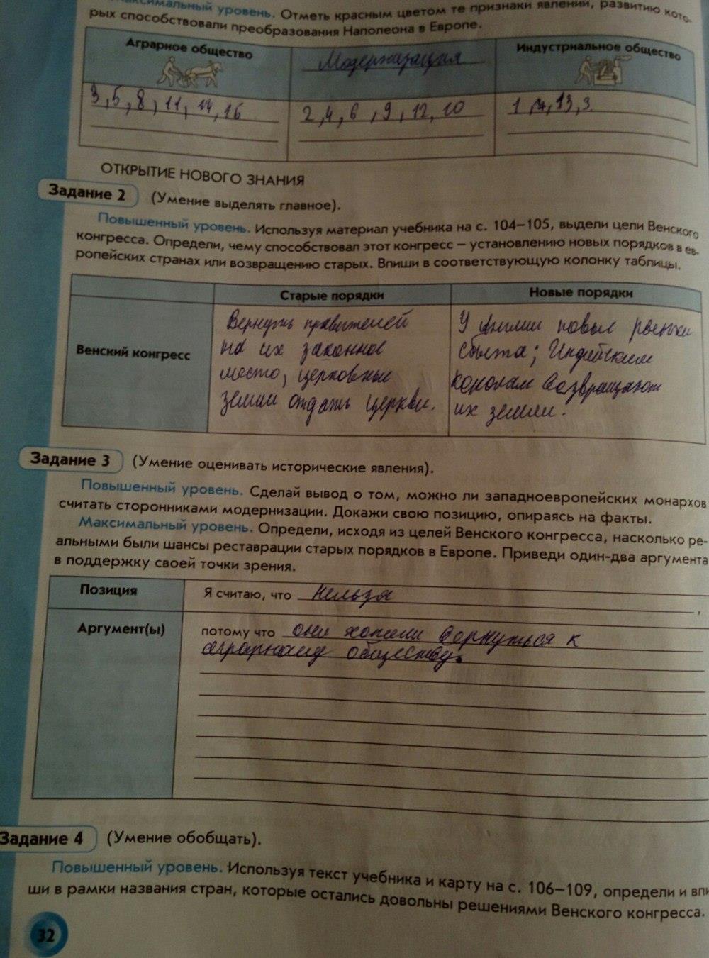 гдз 8 класс рабочая тетрадь страница 32 история нового времени Данилов, Давыдова
