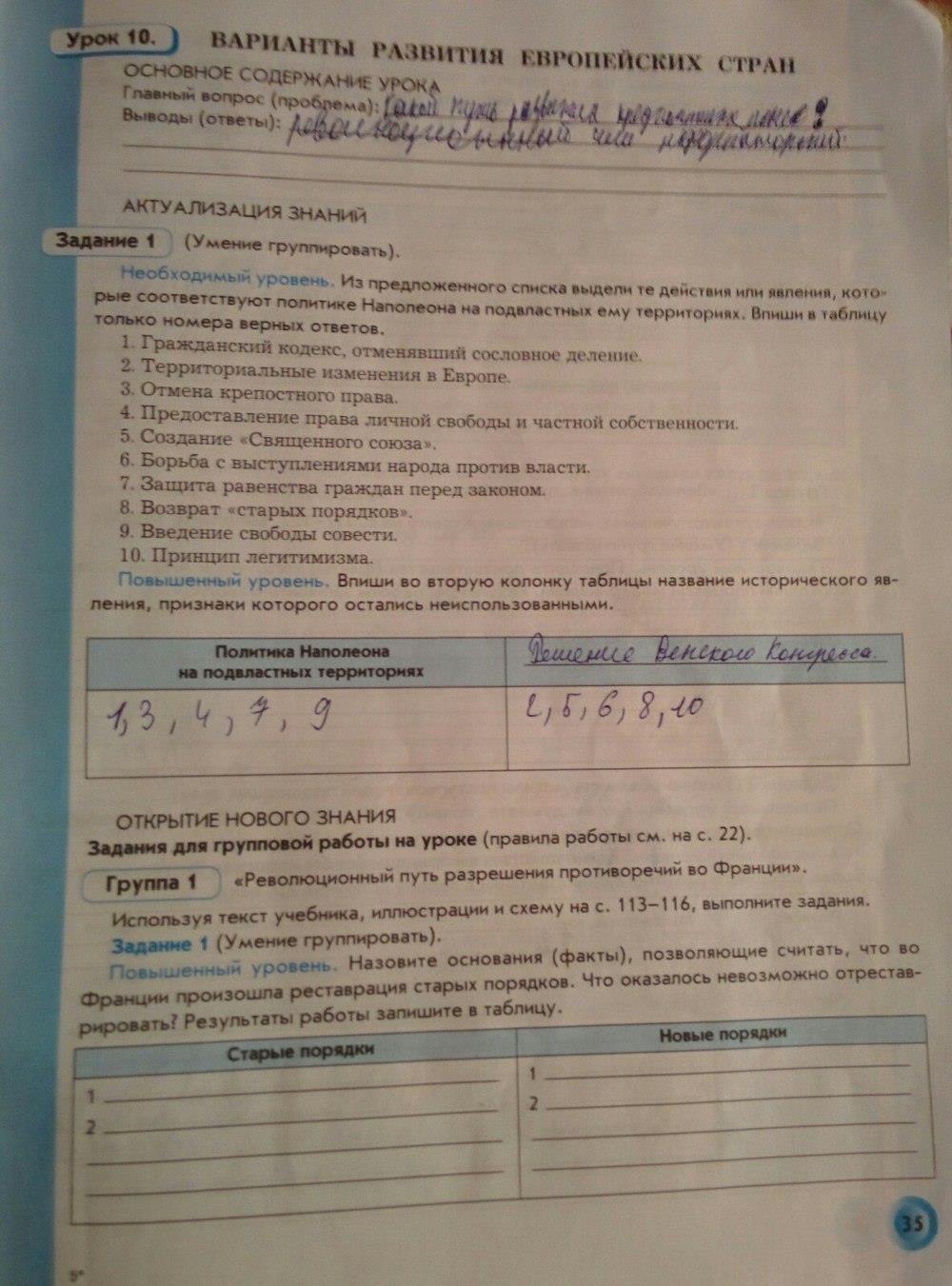 гдз 8 класс рабочая тетрадь страница 35 история нового времени Данилов, Давыдова