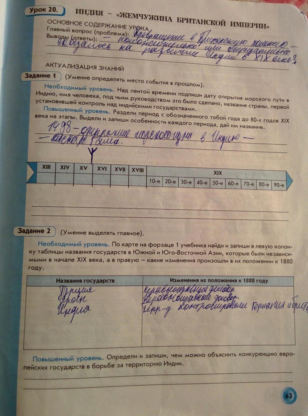 гдз 8 класс рабочая тетрадь страница 63 история нового времени Данилов, Давыдова