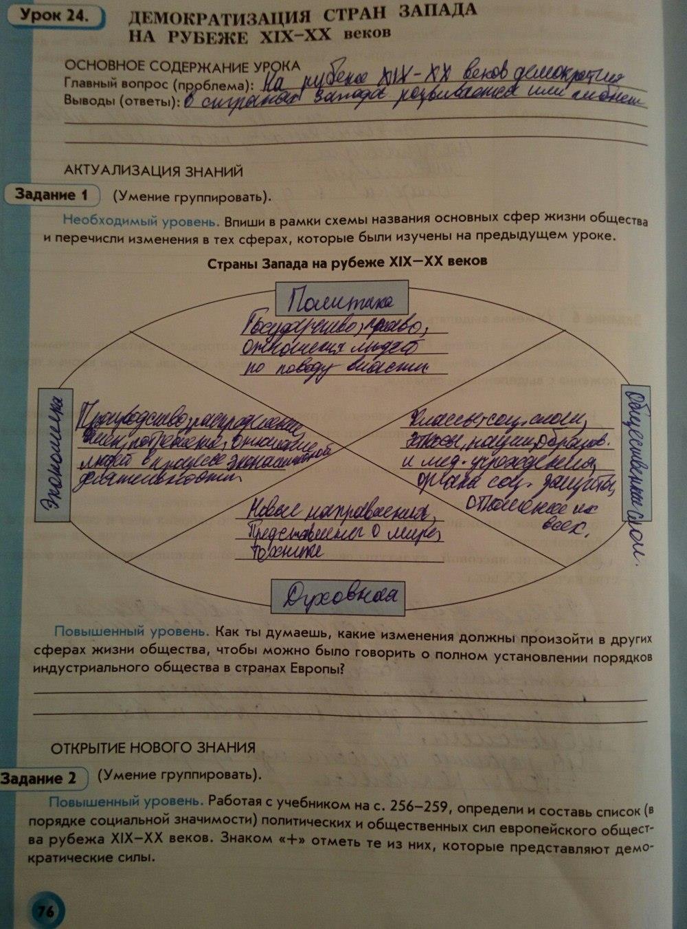 гдз 8 класс рабочая тетрадь страница 76 история нового времени Данилов, Давыдова