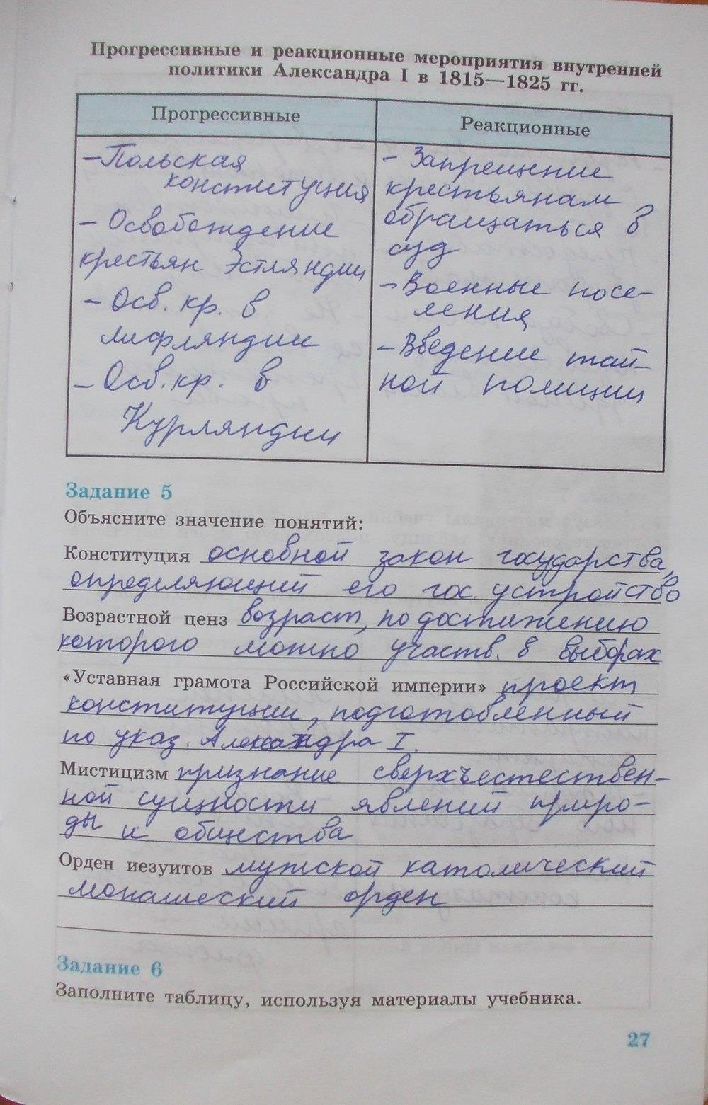 гдз 8 класс рабочая тетрадь часть 1 страница 27 история Данилов, Косулина