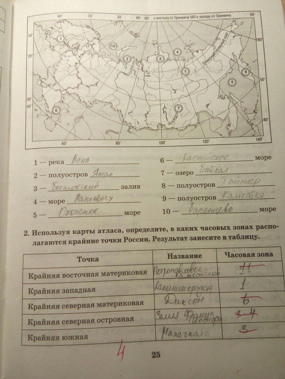гдз 8 класс рабочая тетрадь часть 1 страница 25 география Домогацких