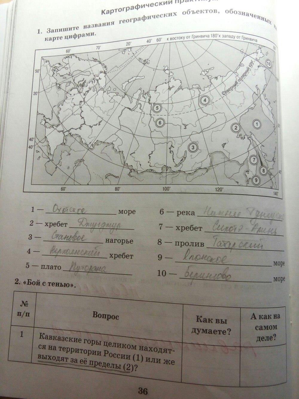 гдз 8 класс рабочая тетрадь часть 2 страница 36 география Домогацких