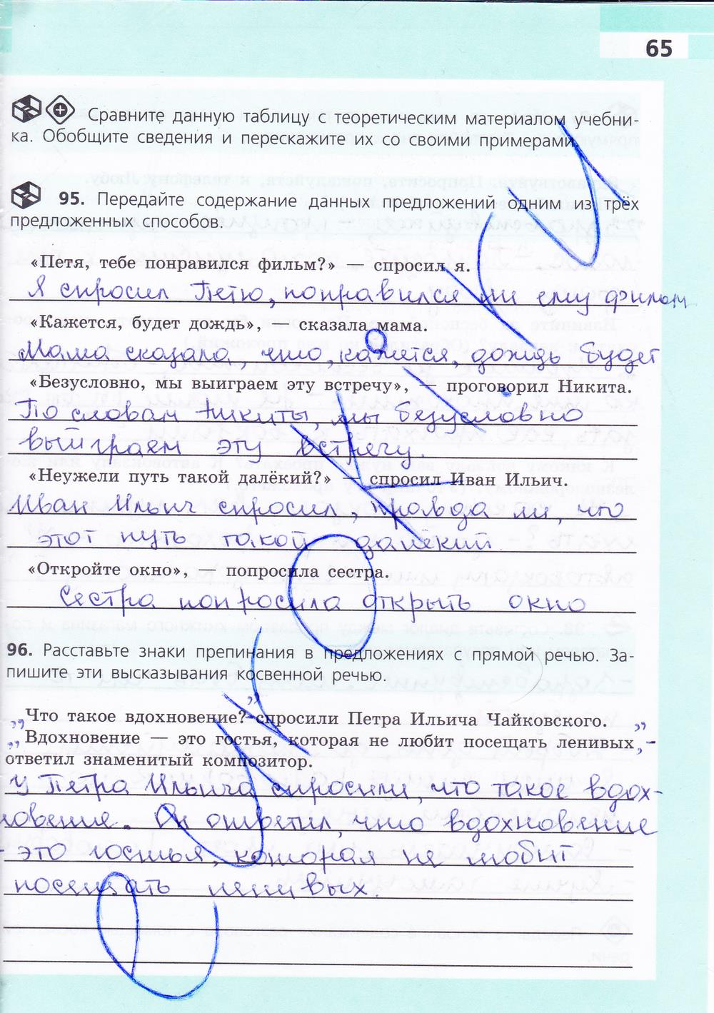 гдз 8 класс рабочая тетрадь страница 65 русский язык Ефремова
