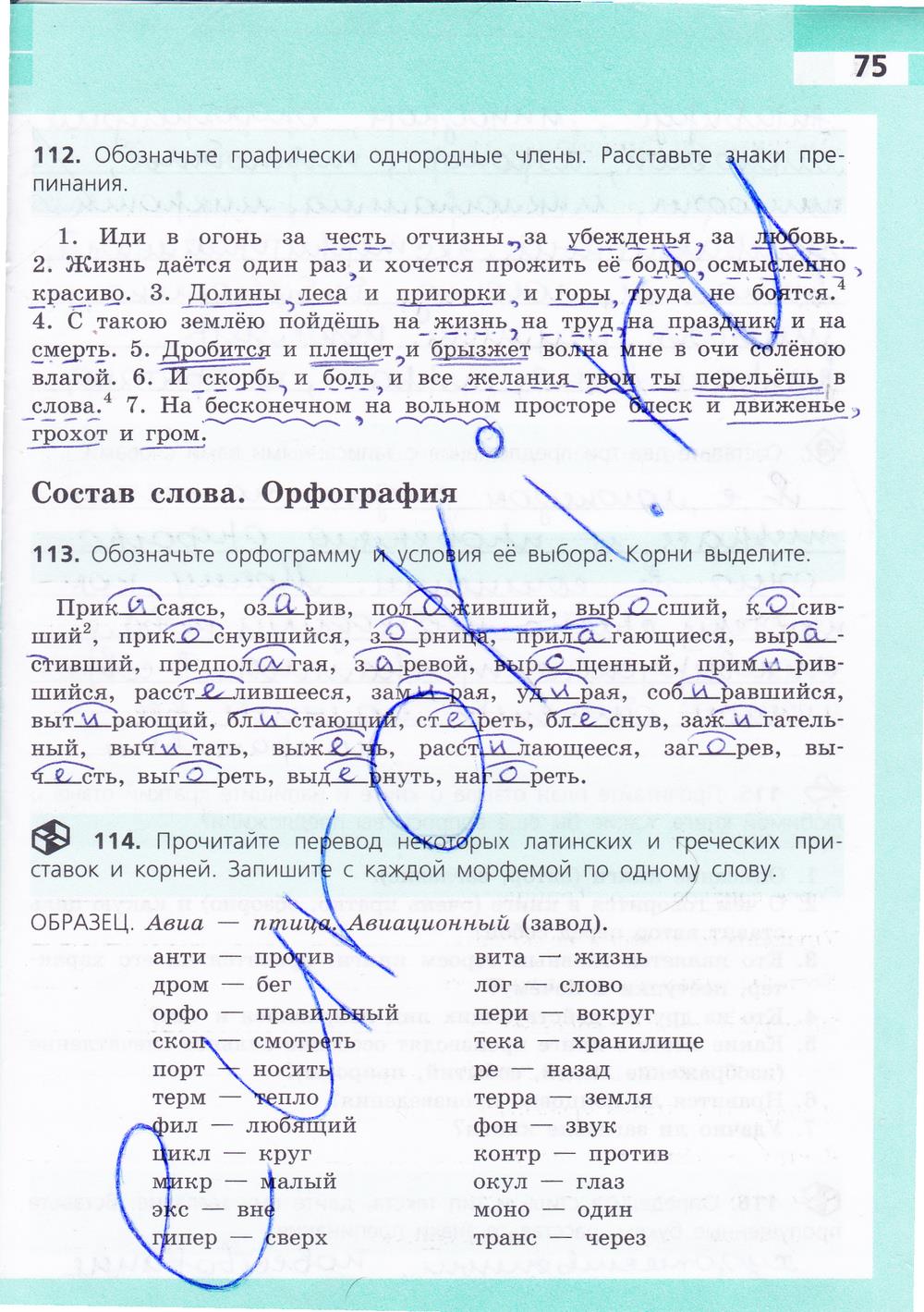 гдз 8 класс рабочая тетрадь страница 75 русский язык Ефремова