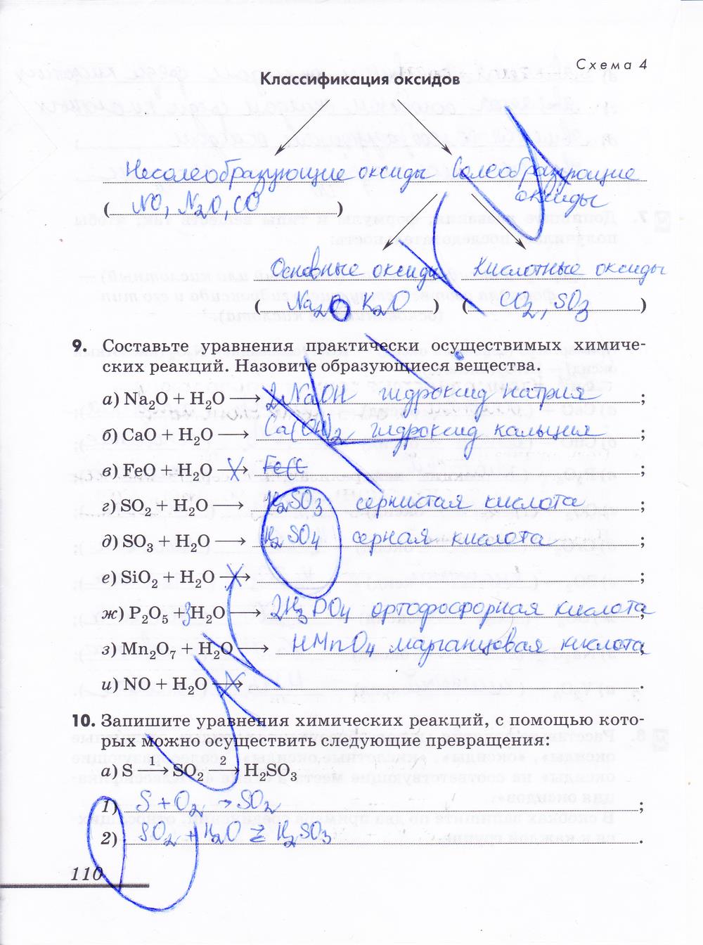 гдз 8 класс рабочая тетрадь страница 110 химия Еремин, Дроздов