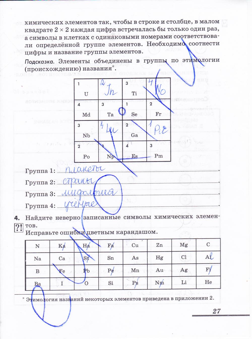 гдз 8 класс рабочая тетрадь страница 27 химия Еремин, Дроздов