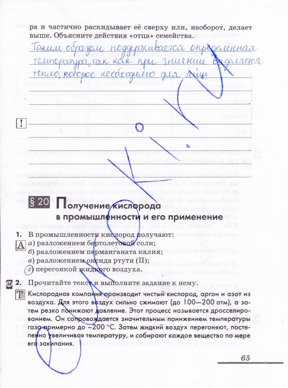гдз 8 класс рабочая тетрадь страница 65 химия Еремин, Дроздов