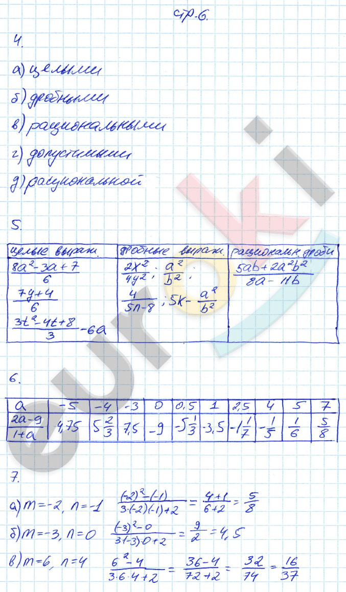 гдз 8 класс рабочая тетрадь страница 6 алгебра Ерина