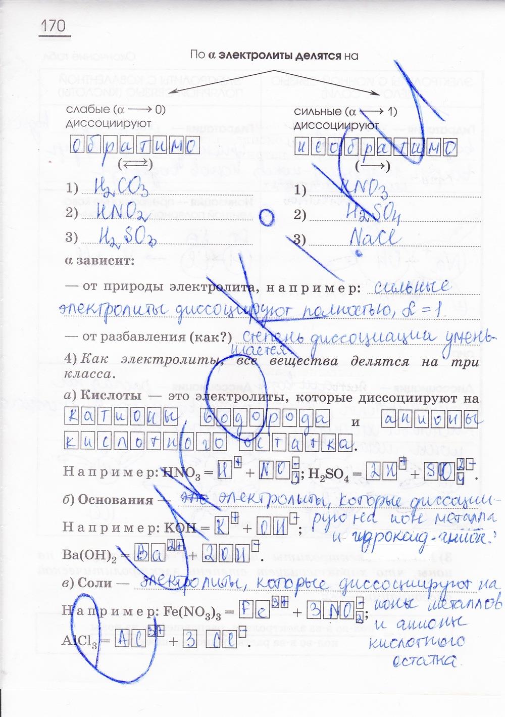 гдз 8 класс рабочая тетрадь страница 170 химия Габриелян, Сладков