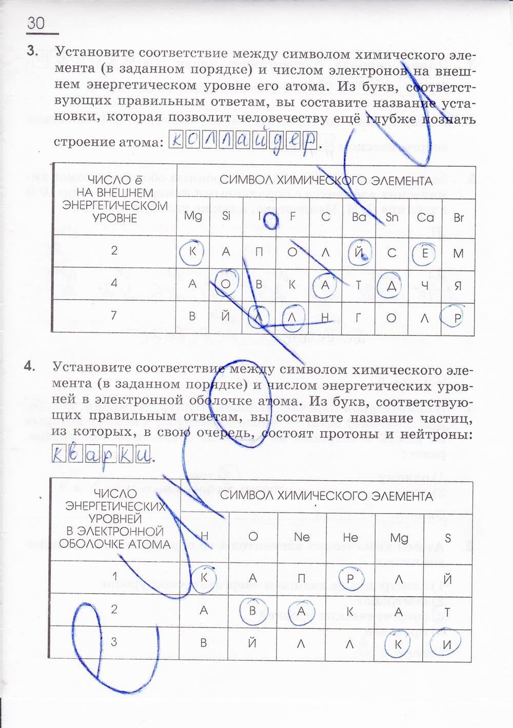 гдз 8 класс рабочая тетрадь страница 30 химия Габриелян, Сладков