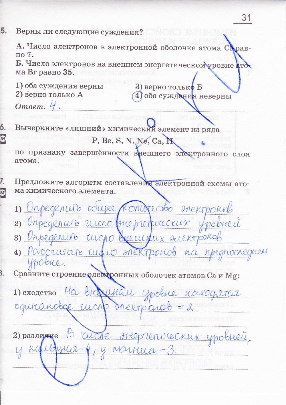 гдз 8 класс рабочая тетрадь страница 31 химия Габриелян, Сладков