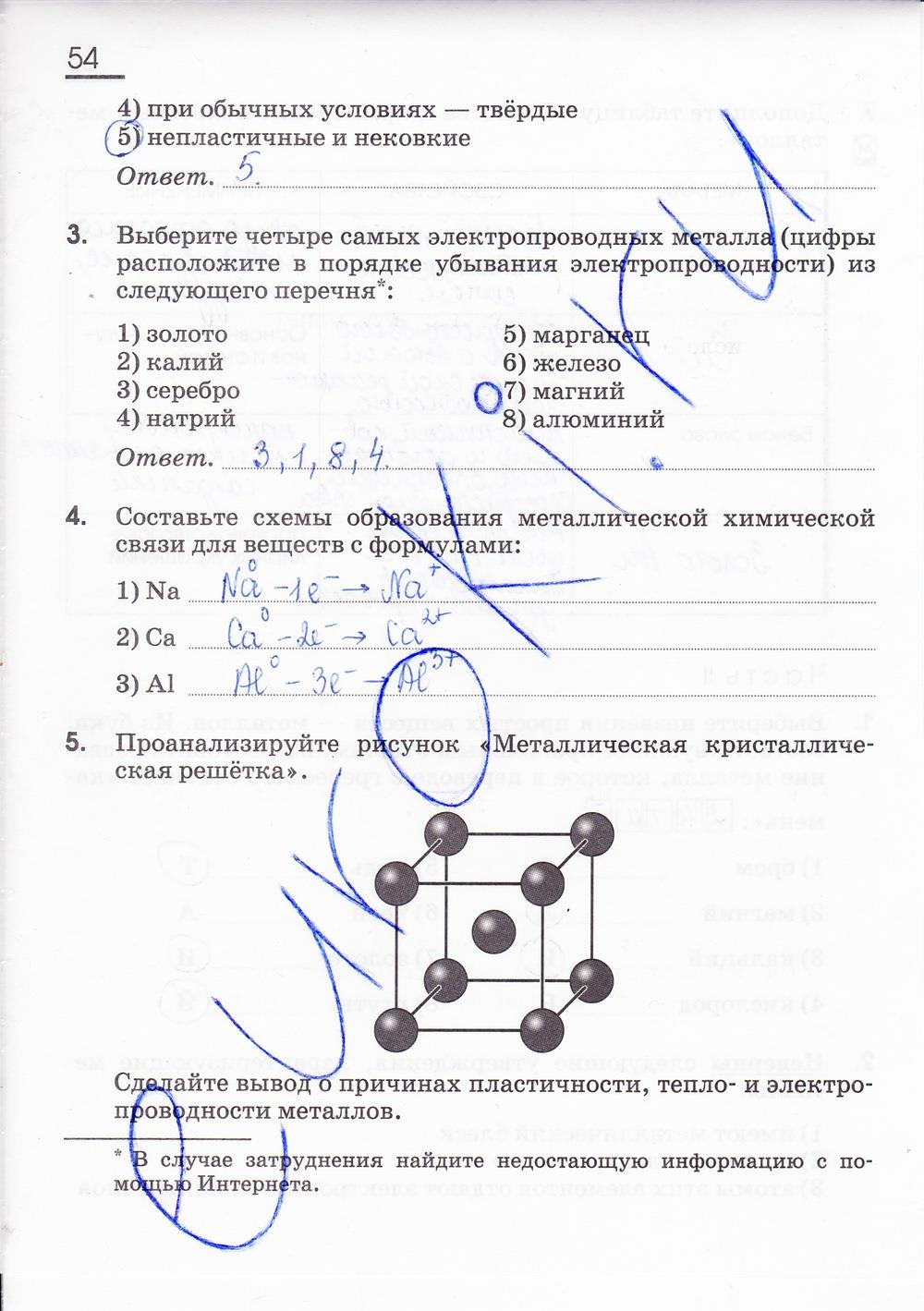гдз 8 класс рабочая тетрадь страница 54 химия Габриелян, Сладков