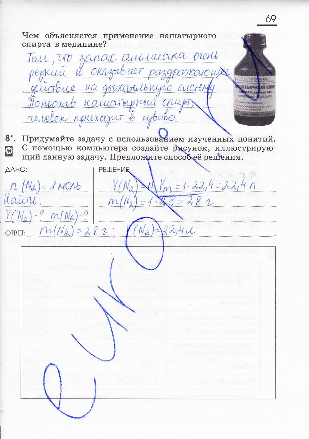 гдз 8 класс рабочая тетрадь страница 69 химия Габриелян, Сладков