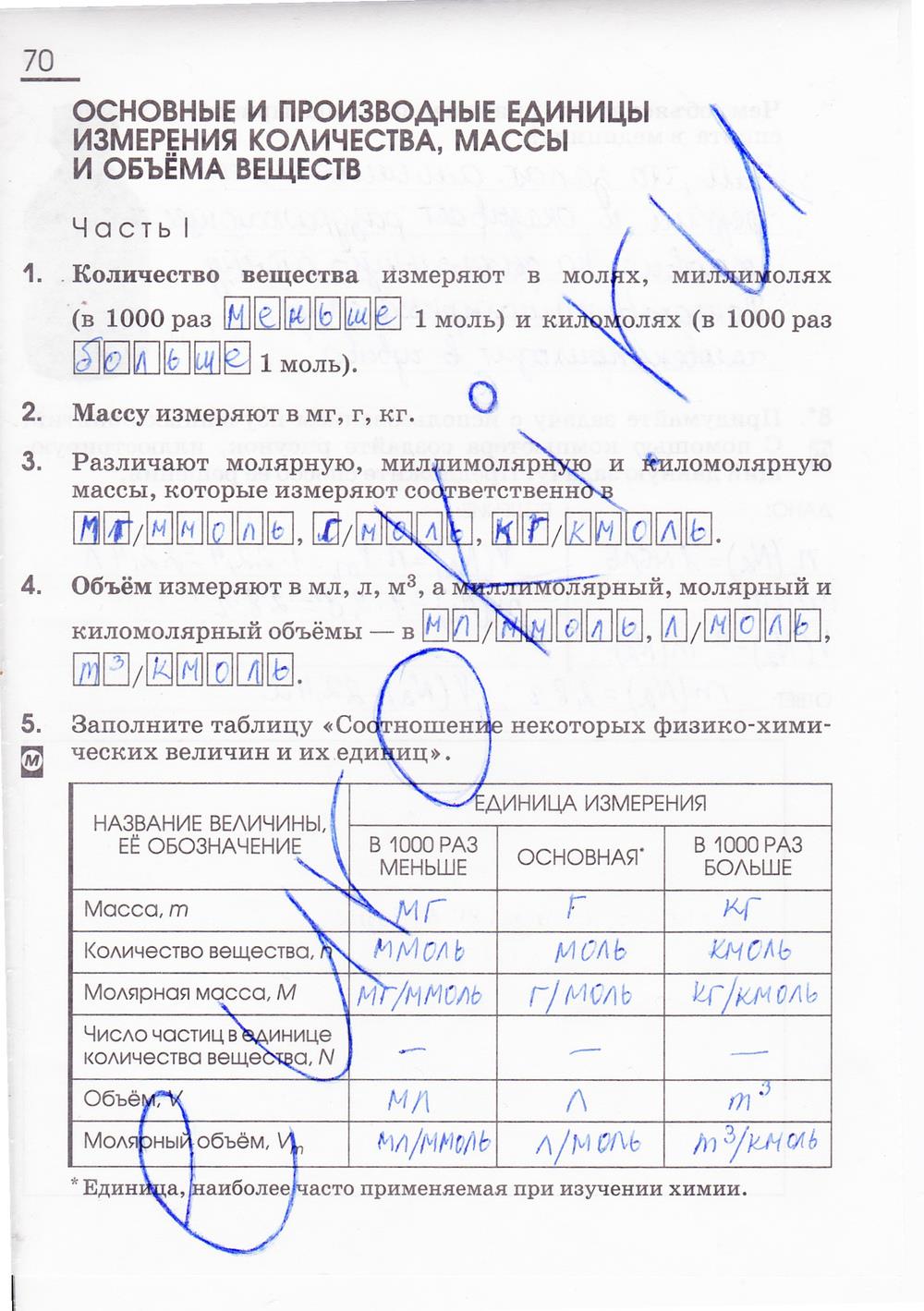 гдз 8 класс рабочая тетрадь страница 70 химия Габриелян, Сладков