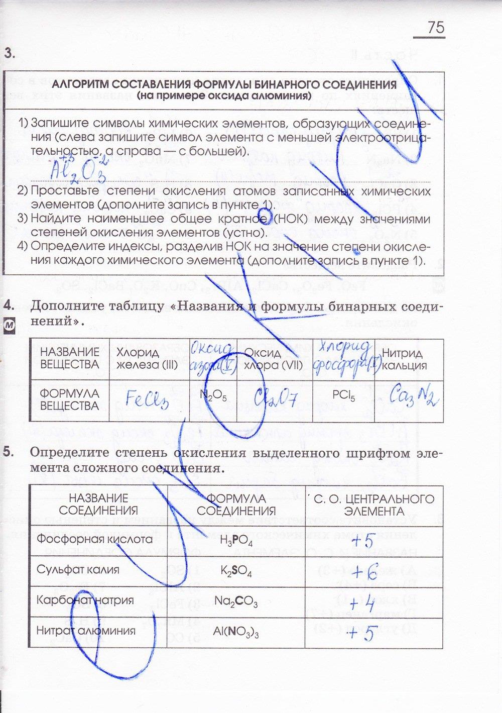 гдз 8 класс рабочая тетрадь страница 75 химия Габриелян, Сладков