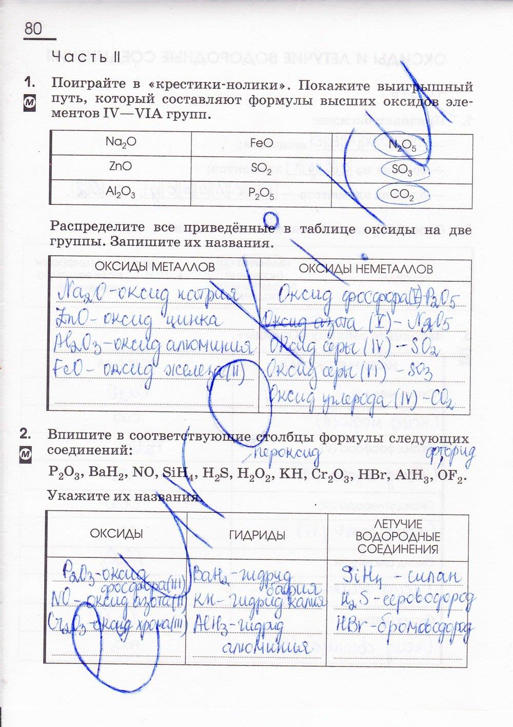 гдз 8 класс рабочая тетрадь страница 80 химия Габриелян, Сладков