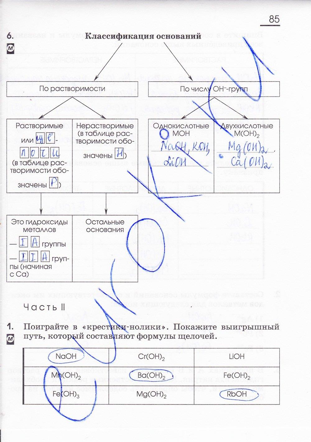 гдз 8 класс рабочая тетрадь страница 85 химия Габриелян, Сладков