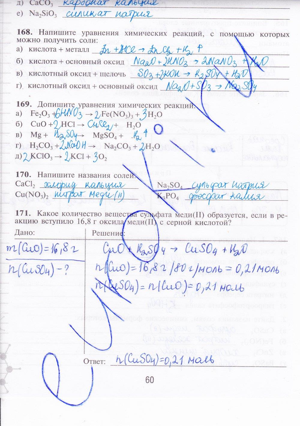 гдз 8 класс рабочая тетрадь страница 60 химия Габрусева