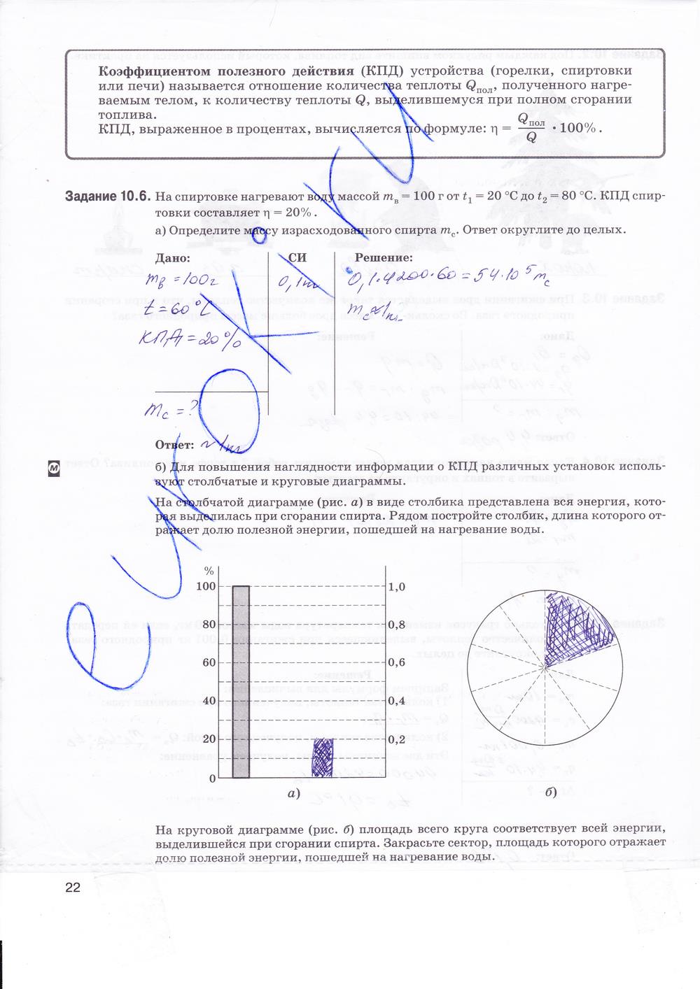 гдз 8 класс рабочая тетрадь страница 22 физика Ханнанова