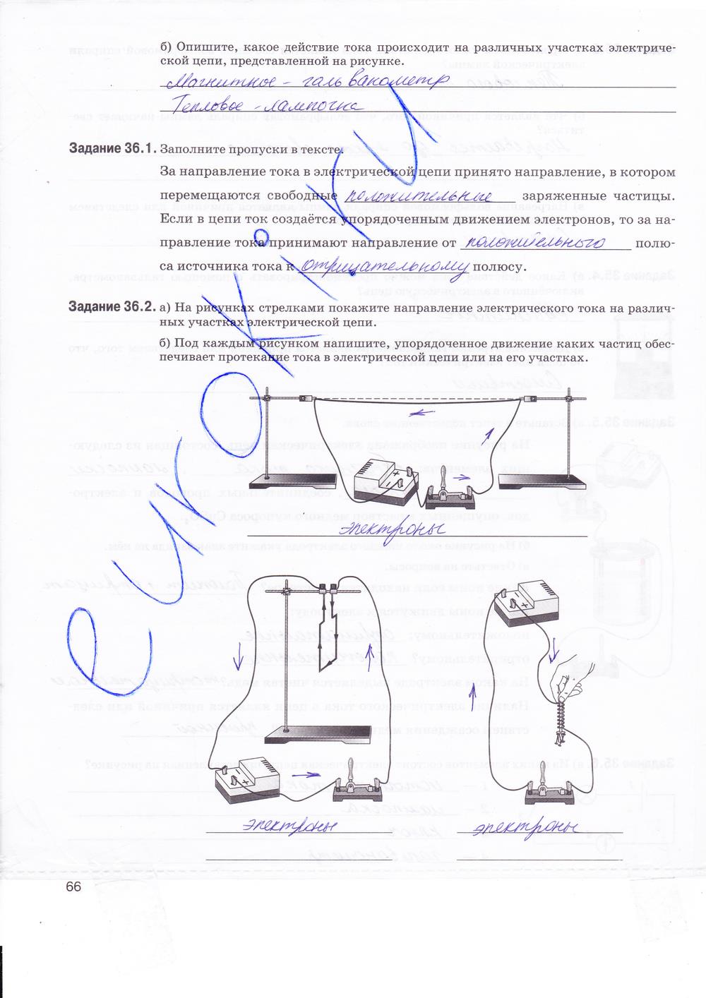 гдз 8 класс рабочая тетрадь страница 66 физика Ханнанова