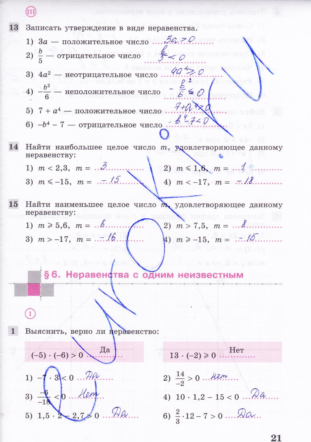гдз 8 класс рабочая тетрадь часть 1 страница 21 алгебра Колягин, Ткачева