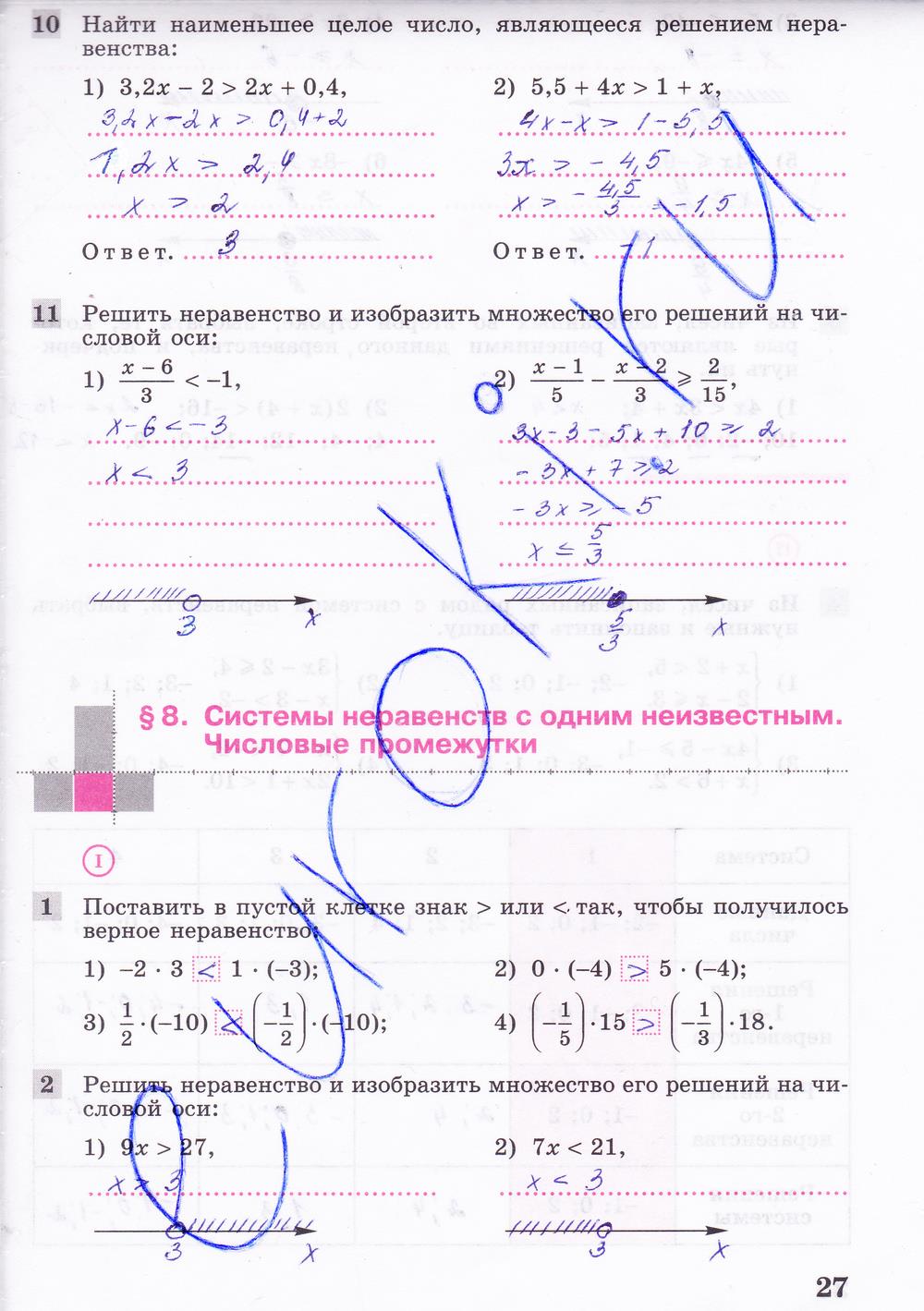 гдз 8 класс рабочая тетрадь часть 1 страница 27 алгебра Колягин, Ткачева