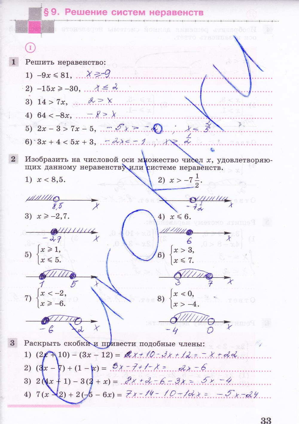 гдз 8 класс рабочая тетрадь часть 1 страница 33 алгебра Колягин, Ткачева