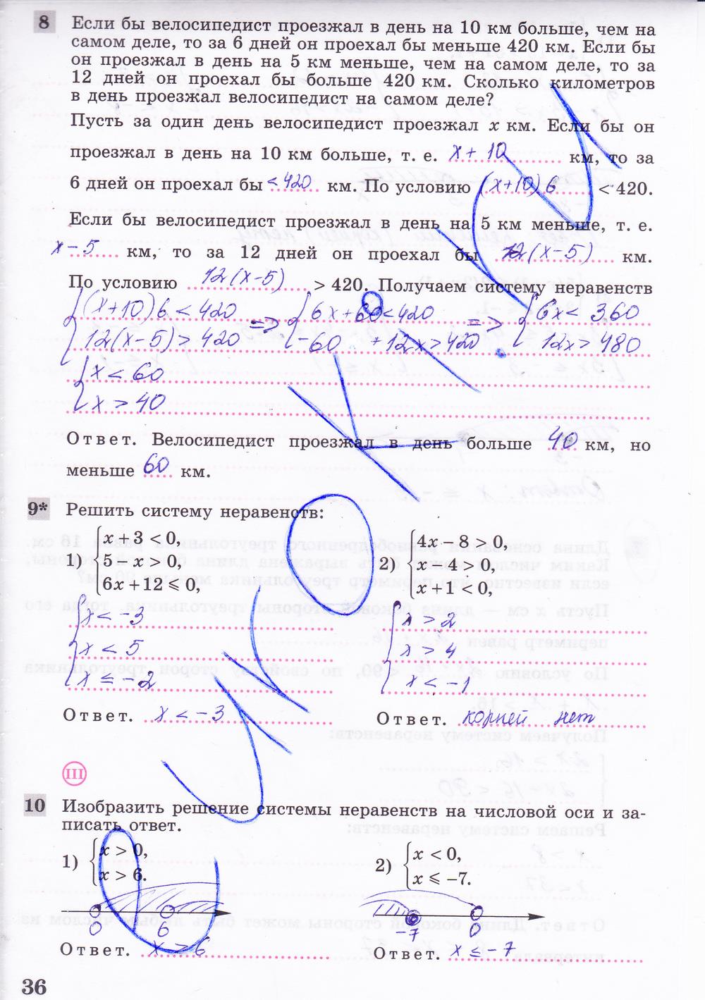 гдз 8 класс рабочая тетрадь часть 1 страница 36 алгебра Колягин, Ткачева