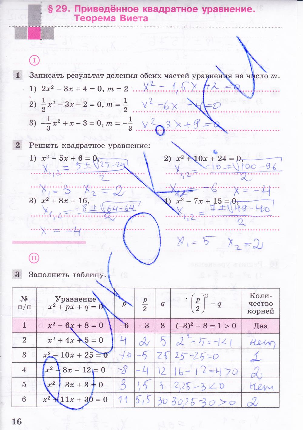 гдз 8 класс рабочая тетрадь часть 2 страница 16 алгебра Колягин, Ткачева