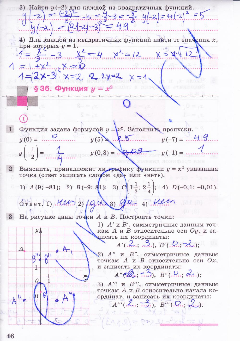 гдз 8 класс рабочая тетрадь часть 2 страница 46 алгебра Колягин, Ткачева