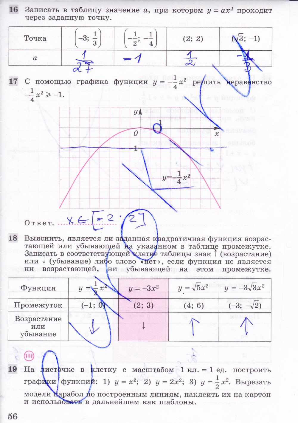гдз 8 класс рабочая тетрадь часть 2 страница 56 алгебра Колягин, Ткачева