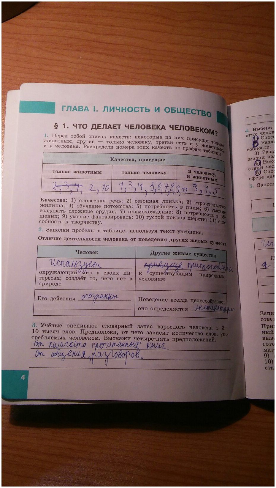 гдз 8 класс рабочая тетрадь страница 4 обществознание Котова, Лискова