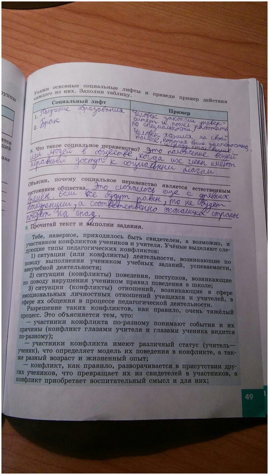 гдз 8 класс рабочая тетрадь страница 49 обществознание Котова, Лискова