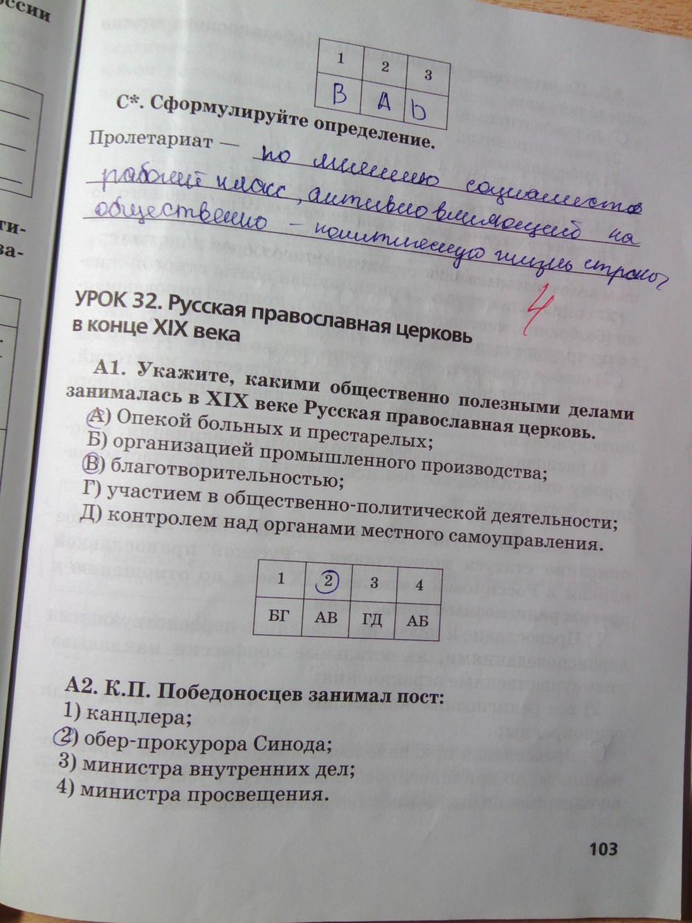 гдз 8 класс рабочая тетрадь страница 103 история Кружалов к учебнику Сахарова