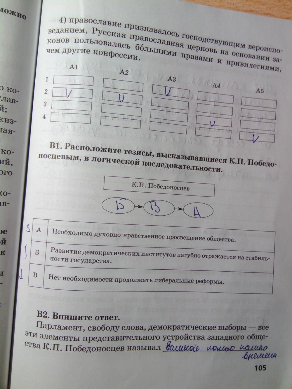 гдз 8 класс рабочая тетрадь страница 105 история Кружалов к учебнику Сахарова
