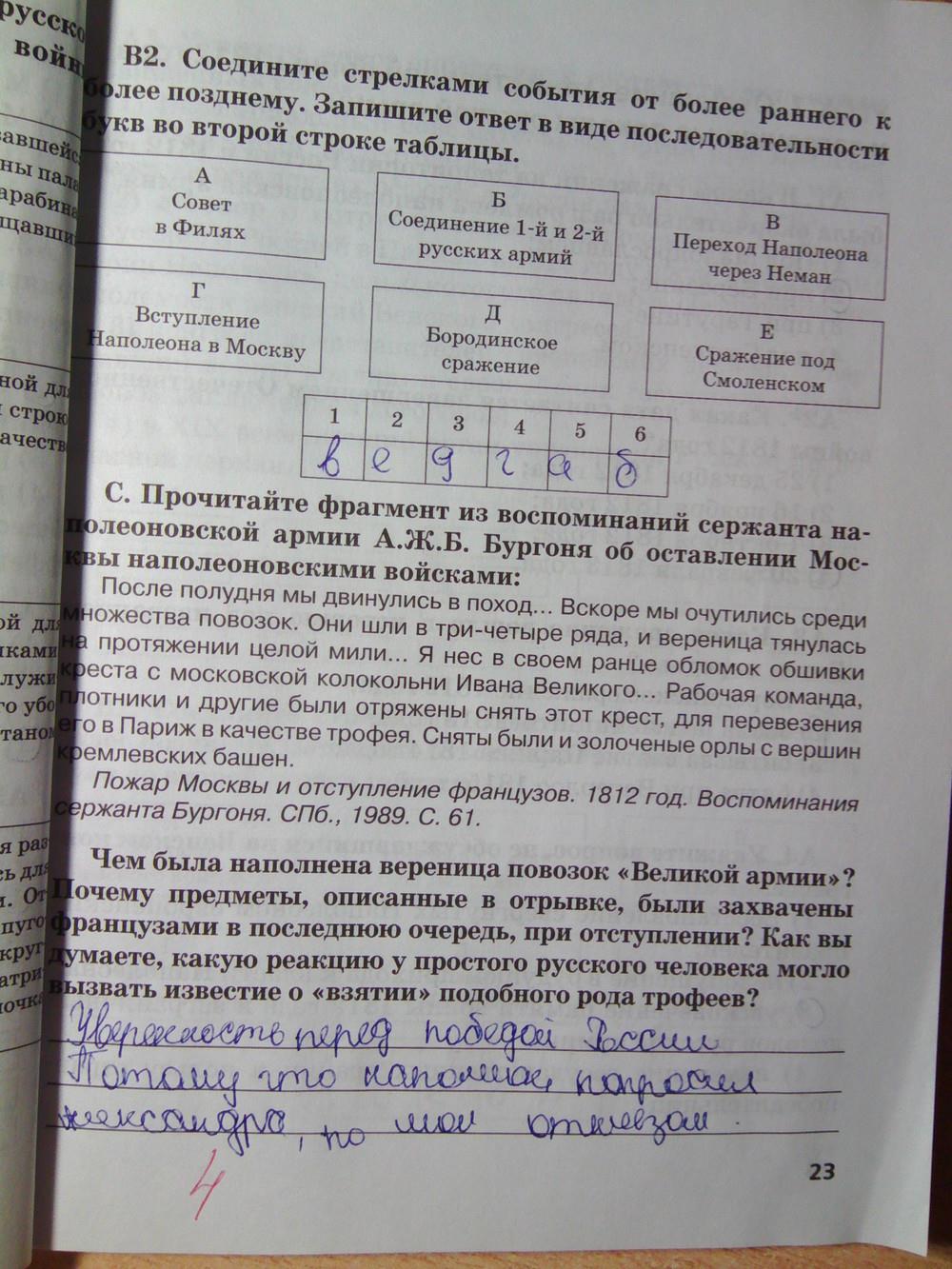 гдз 8 класс рабочая тетрадь страница 23 история Кружалов к учебнику Сахарова