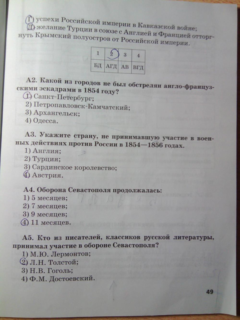 гдз 8 класс рабочая тетрадь страница 49 история Кружалов к учебнику Сахарова