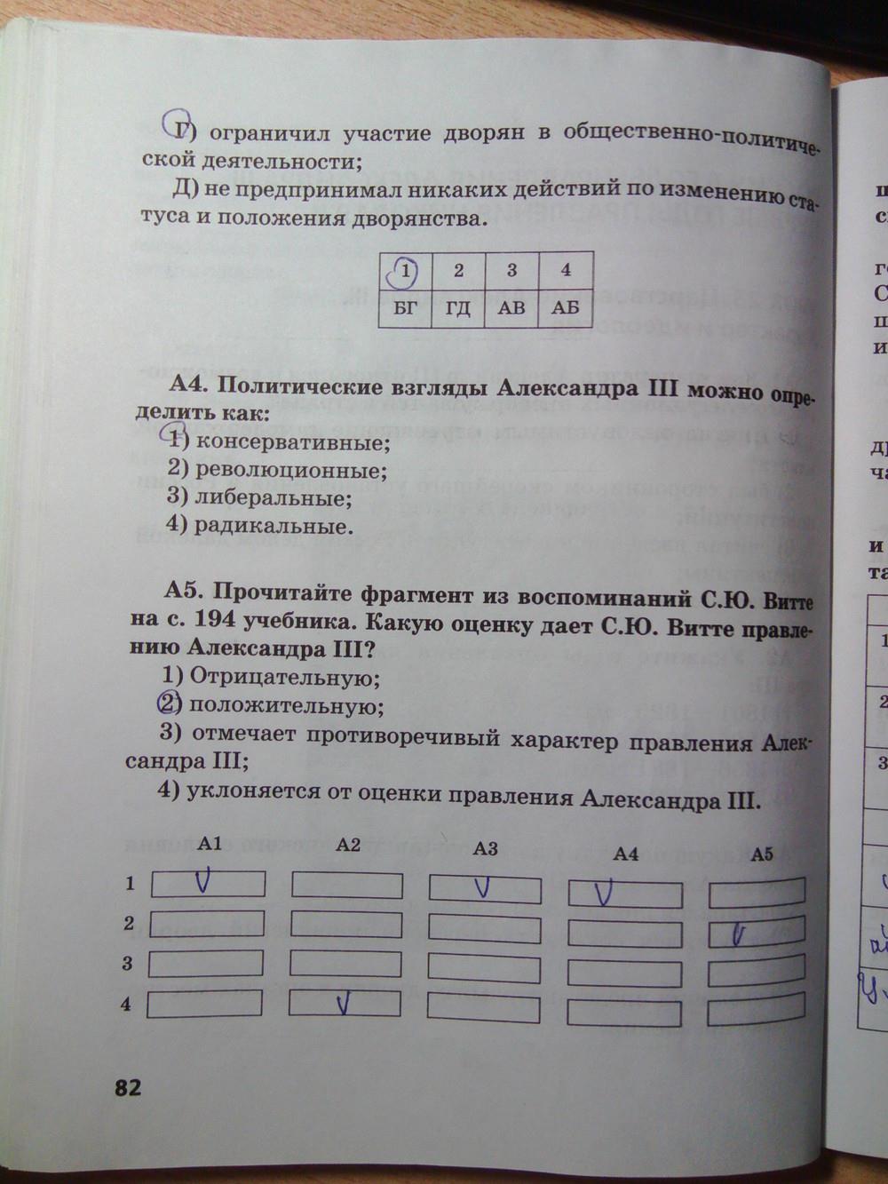 гдз 8 класс рабочая тетрадь страница 82 история Кружалов к учебнику Сахарова