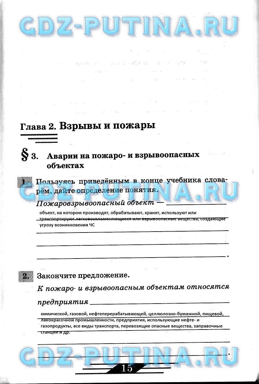 гдз 8 класс рабочая тетрадь страница 15 ОБЖ Латчук, Миронов, Бурдакова