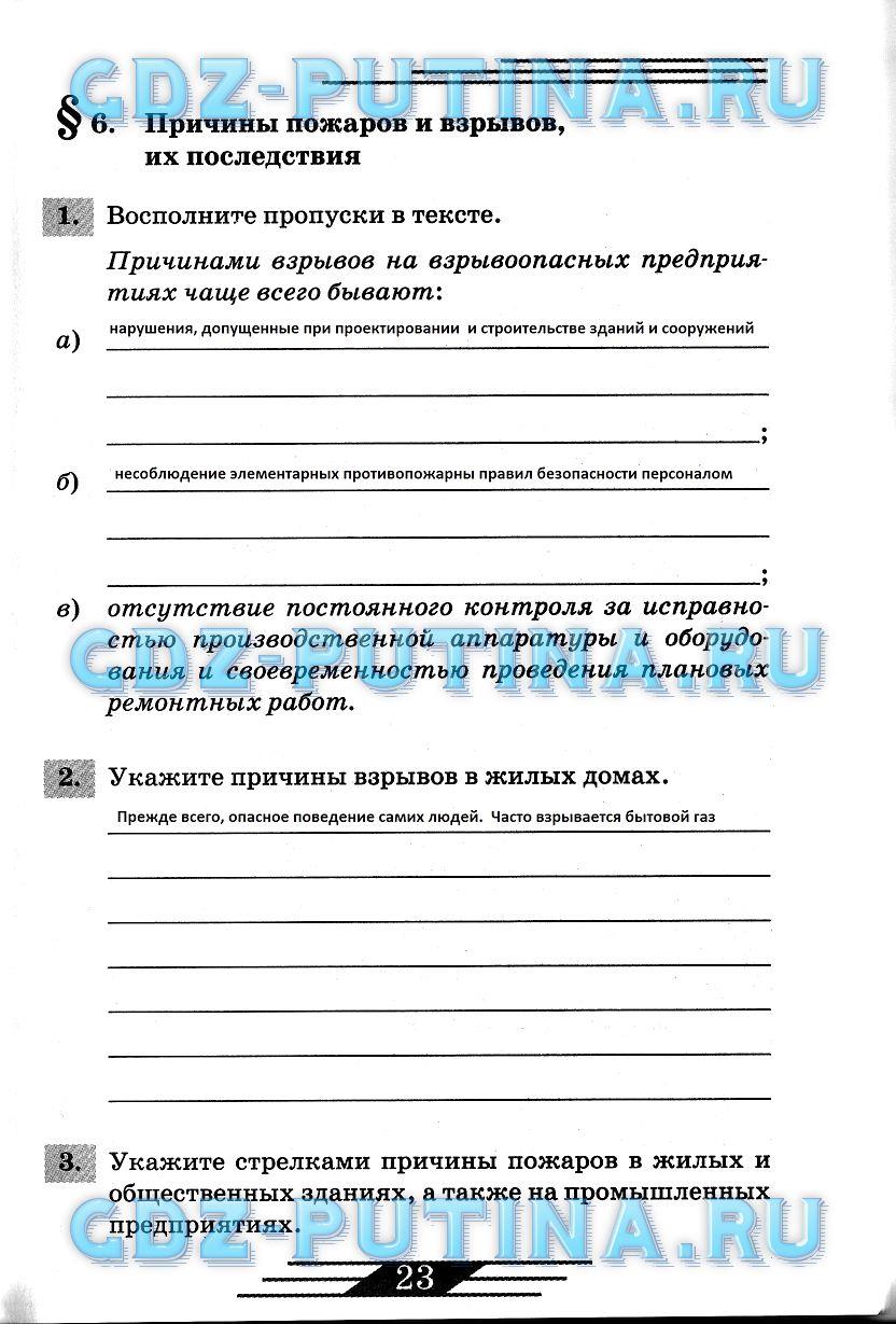 гдз 8 класс рабочая тетрадь страница 23 ОБЖ Латчук, Миронов, Бурдакова