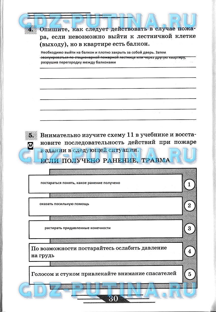 гдз 8 класс рабочая тетрадь страница 30 ОБЖ Латчук, Миронов, Бурдакова