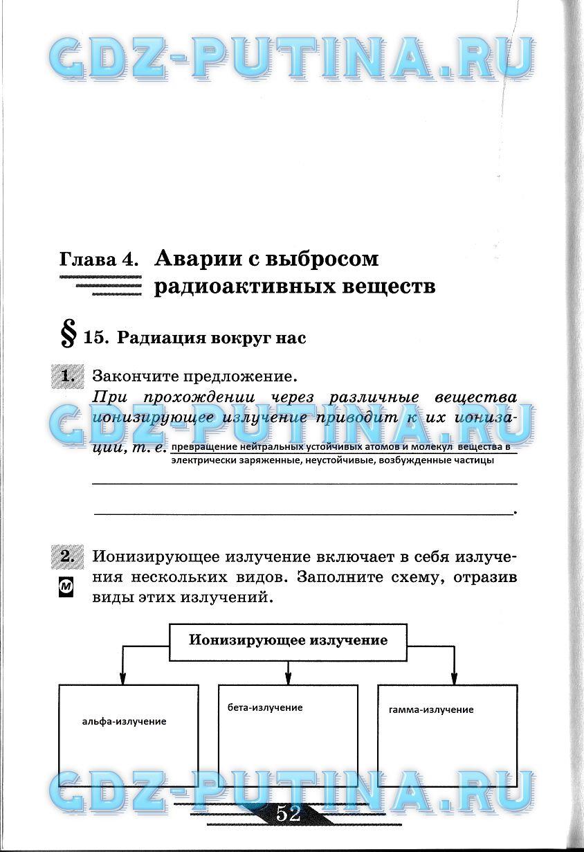 гдз 8 класс рабочая тетрадь страница 52 ОБЖ Латчук, Миронов, Бурдакова
