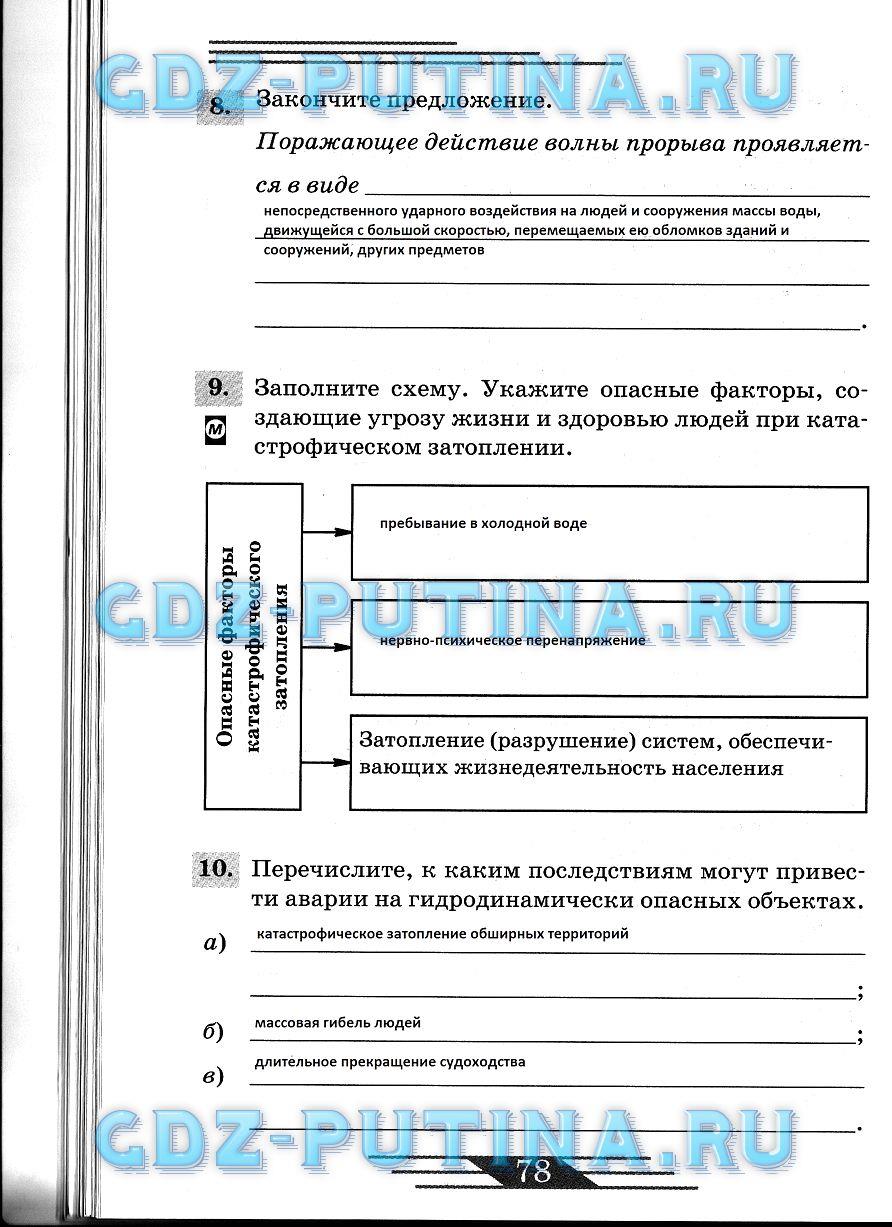 гдз 8 класс рабочая тетрадь страница 78 ОБЖ Латчук, Миронов, Бурдакова