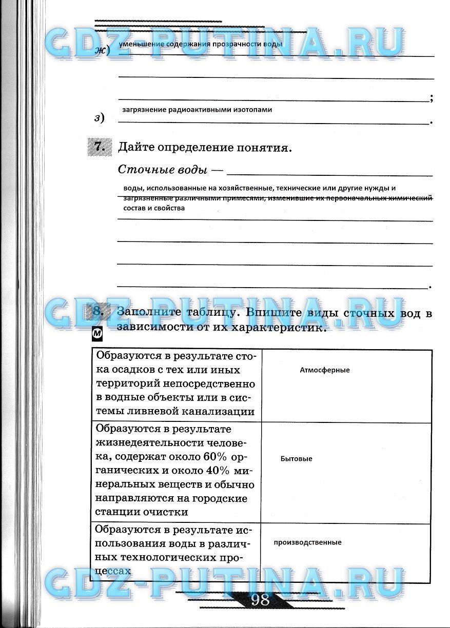гдз 8 класс рабочая тетрадь страница 98 ОБЖ Латчук, Миронов, Бурдакова